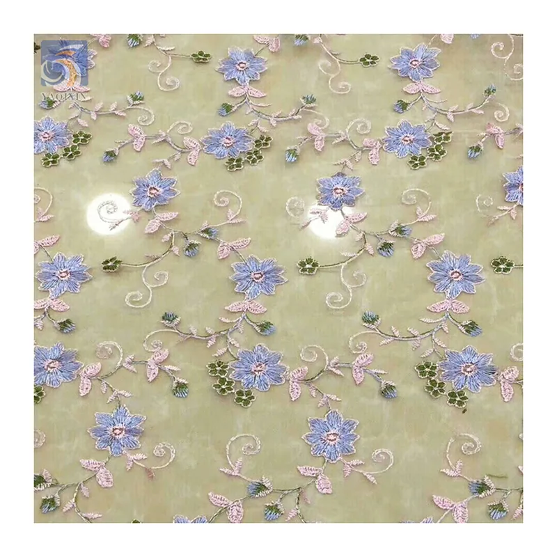 YX2706 Chinese Wholesale Fuchsia Lace Fabric Floral Garden Embroidery Lace Fabric for Tablecloths