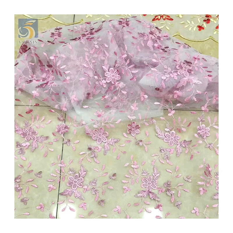YX2707 Industry Competitive Price Tulle Polyester Embroidery Fabric Floral Lace Fabric for Woman