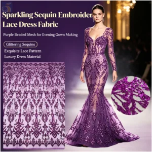 YX1605 Glitter Sequin Embroidery Lace Fabric Sparkling Mesh Net Lace for Bridal Wedding Evening Dress