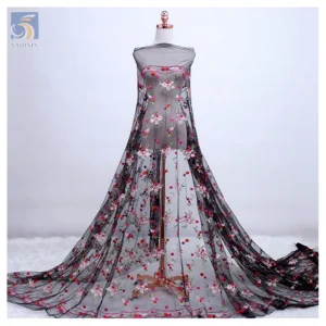 Guangzhou Manufacturer Wholesale High Quality Polyester Tulle Lace Fabric Vintage Floral 3D Mesh Wedding Underwear Accessories