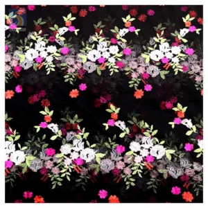 Guangzhou Manufacturer Wholesale High Quality Polyester Tulle Lace Fabric Vintage Floral 3D Mesh Wedding Underwear Accessories