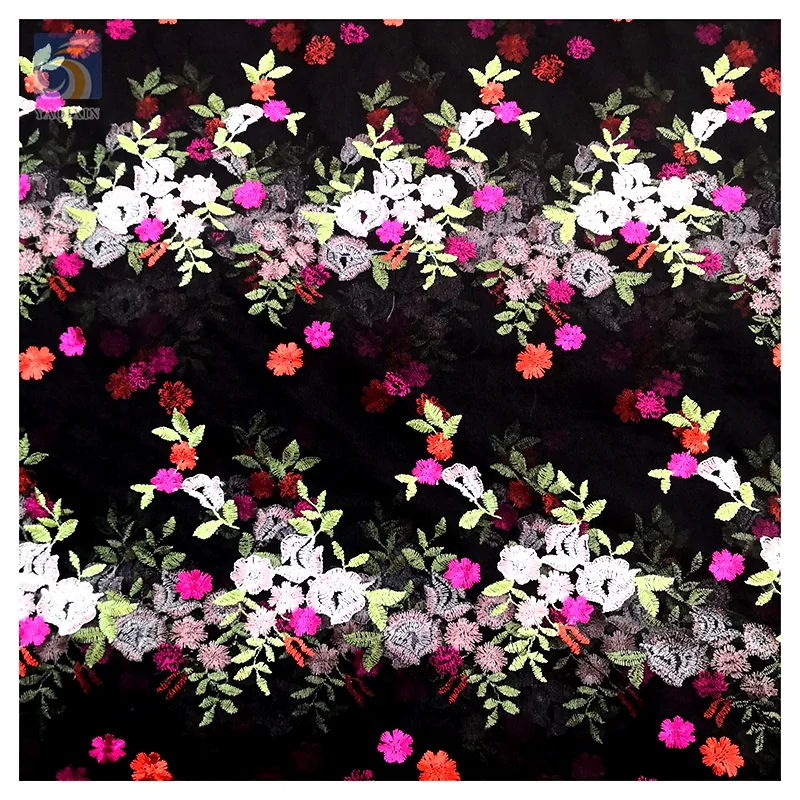 Guangzhou Manufacturer Wholesale High Quality Polyester Tulle Lace Fabric Vintage Floral 3D Mesh Wedding Underwear Accessories