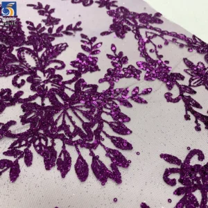 YX1605 Glitter Sequin Embroidery Lace Fabric Sparkling Mesh Net Lace for Bridal Wedding Evening Dress