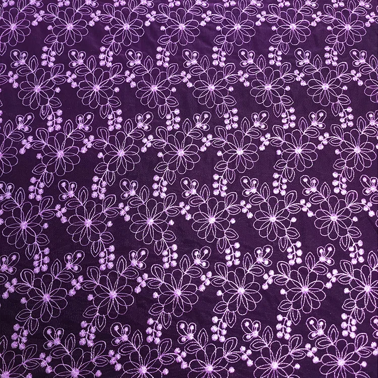 YX1027 Custom Embroidery Cheap Fabrics Tulle Textiles Lightweight Breathable Polyester Mesh Embroidered Fabric Flowers Knit