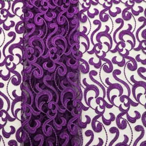 YX1015 High-End Luxury Style Embroidered Tulle Fabric Polyester Wave Design Tulle Embroidery Mesh Fabric for Party Skirts