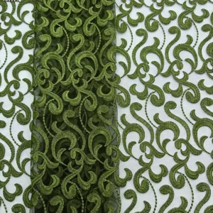 YX1015 High-End Luxury Style Embroidered Tulle Fabric Polyester Wave Design Tulle Embroidery Mesh Fabric for Party Skirts