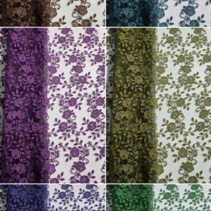 YX1016 Sample Embroidered Tulle Fabric in 7 Days Polyester Flower Pattern Embroidery Cheap Mesh Fabric Custom Clothing