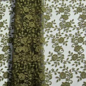 YX1016 Sample Embroidered Tulle Fabric in 7 Days Polyester Flower Pattern Embroidery Cheap Mesh Fabric Custom Clothing