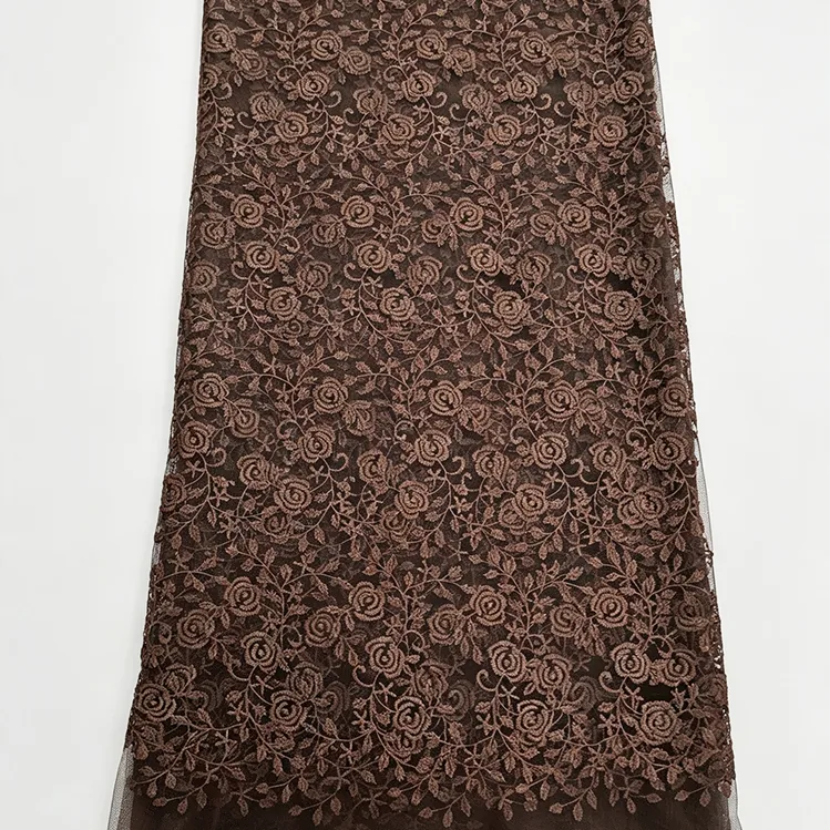 YX1016 Sample Embroidered Tulle Fabric in 7 Days Polyester Flower Pattern Embroidery Cheap Mesh Fabric Custom Clothing