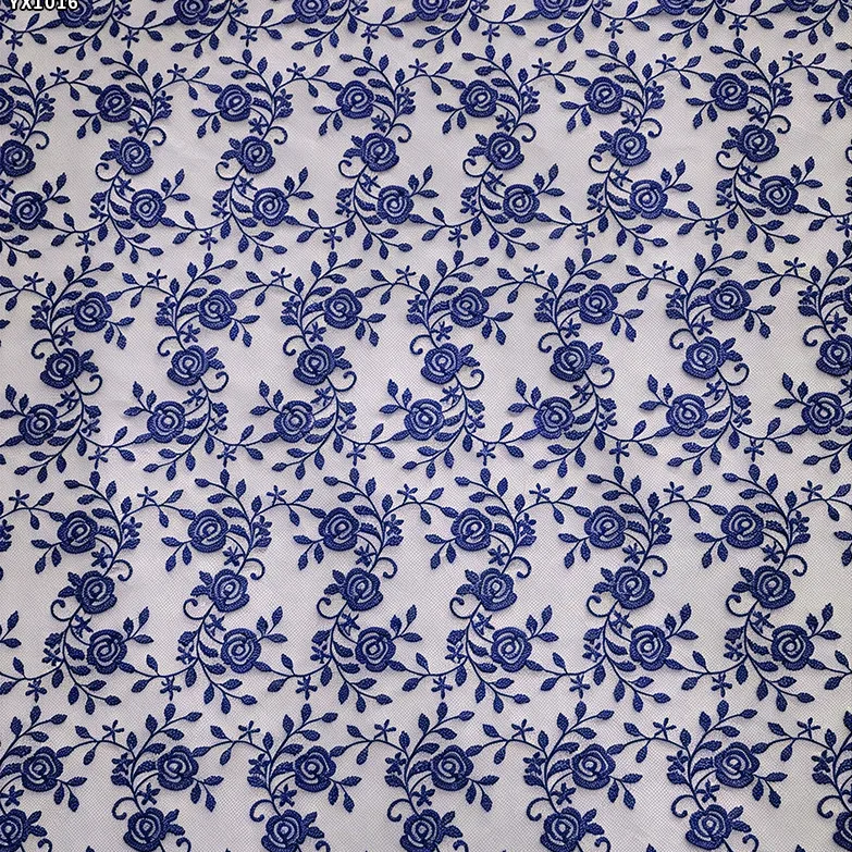 YX1016 Sample Embroidered Tulle Fabric in 7 Days Polyester Flower Pattern Embroidery Cheap Mesh Fabric Custom Clothing