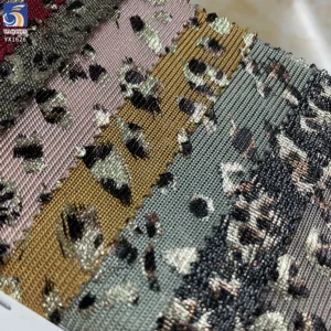 YX1626 Leopard Print Knit Fabric Metallic Foil Stretch Material for Womens Blouses Shirts and Clothing