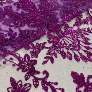 YX1605 Glitter Sequin Embroidery Lace Fabric Sparkling Mesh Net Lace for Bridal Wedding Evening Dress