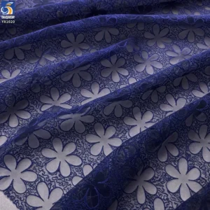 YX1020 2026 Classic Style Blue, Purple and Multi-Colored Large Flower Embroidered Tulle Fabrics Embroidered Skirts Mesh Fabric