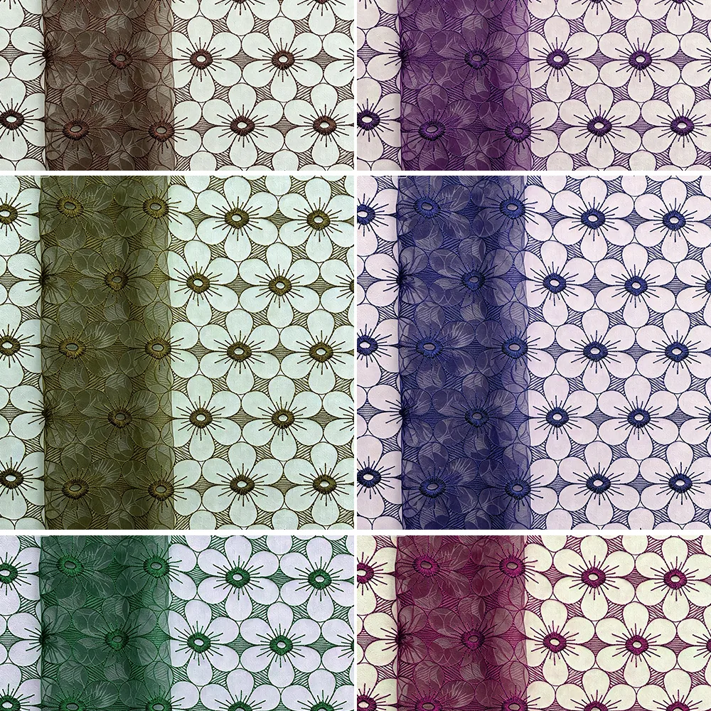 YX1019 Customized Embroidered Tulle Mesh Fabric With Designs in Three Days Floral Poly Embroidery Tulle Fabrics Textiles