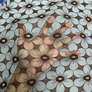 YX1019 Customized Embroidered Tulle Mesh Fabric With Designs in Three Days Floral Poly Embroidery Tulle Fabrics Textiles