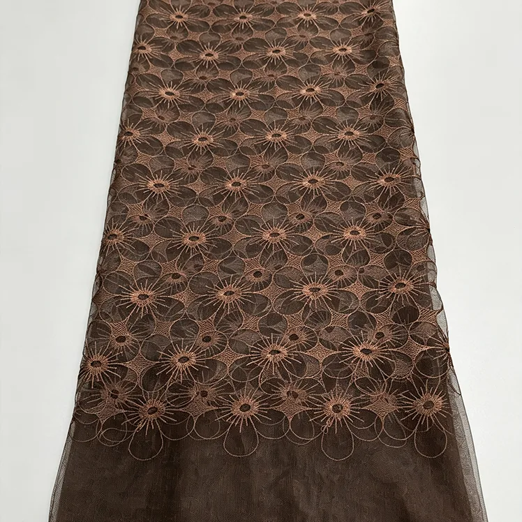 YX1019 Customized Embroidered Tulle Mesh Fabric With Designs in Three Days Floral Poly Embroidery Tulle Fabrics Textiles