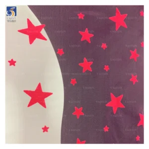 YX1113 High Quality 40g Lightweight Pink Tulle Flocking Five-Pointed Stars Fabric Stars Mesh Tulle Fabric for Girls Skirts