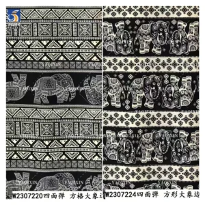 YX1233-1 Custom 100D Chiffon 4 Way Stretch Polyester Print Fabric African Tribal Totem Animal Elephant Pattern Print Fabric