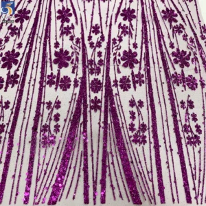 YX1606 Pink Floral Sequin Embroidery Lace Fabric Glitter Mesh Net for Evening Gown Bridal Wedding Dress