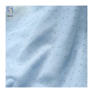 High Quality 75D 110gsm Pearl Crepe Chiffon Polyester Fabric With Crystal Diamond Embroidery by the Yards