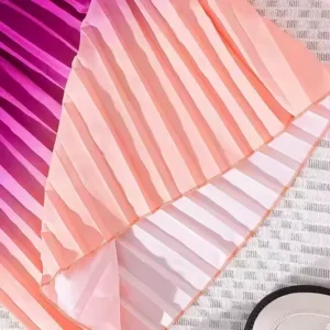 YX670-1 Designer Gradient Pleat Satin Fabric 100% Polyester Blackout Printed for Wedding Dresses Gradient Pleated Satin Fabric