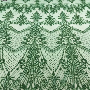 YX1607 Green Glitter Sequin Lace Fabric Decorative Embroidery Mesh for Wedding and Evening Dress