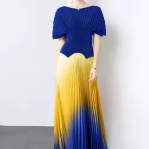 YX670-1 Designer Gradient Pleat Satin Fabric 100% Polyester Blackout Printed for Wedding Dresses Gradient Pleated Satin Fabric
