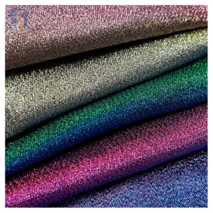 YX2511-1 Stock Lot 2026 New Party Dress Fabric Multi Color Foil Lurex Jersey Fabric 100%Polyester Flash Shiny Tricot Fabric