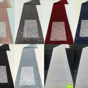YX1581 Irregular Net Sparkling Sequin Pearl Beaded Embroidery Fabric for Women Evening Dresses and Fashion Apparel