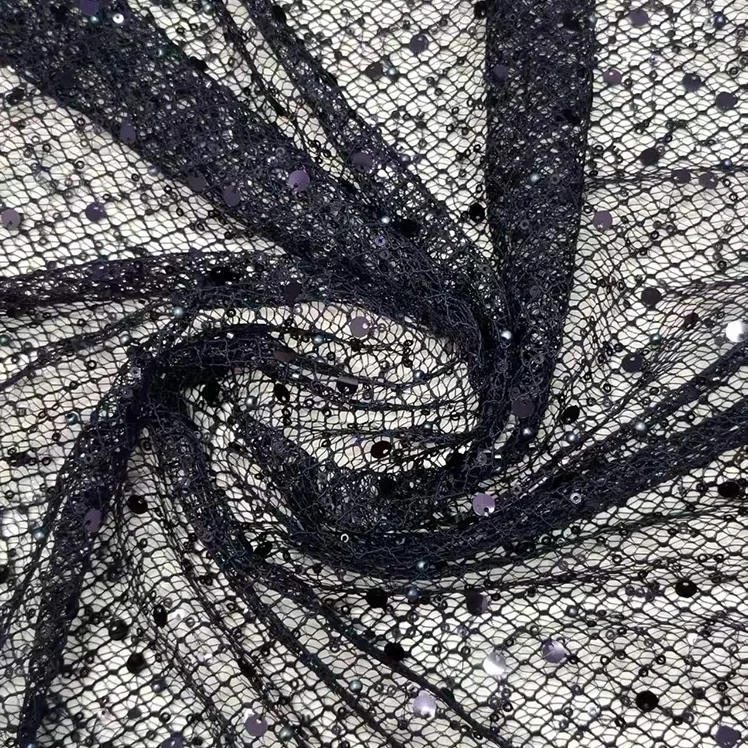 YX1581 Irregular Net Sparkling Sequin Pearl Beaded Embroidery Fabric for Women Evening Dresses and Fashion Apparel