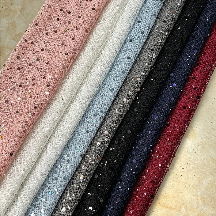 YX1581 Irregular Net Sparkling Sequin Pearl Beaded Embroidery Fabric for Women Evening Dresses and Fashion Apparel