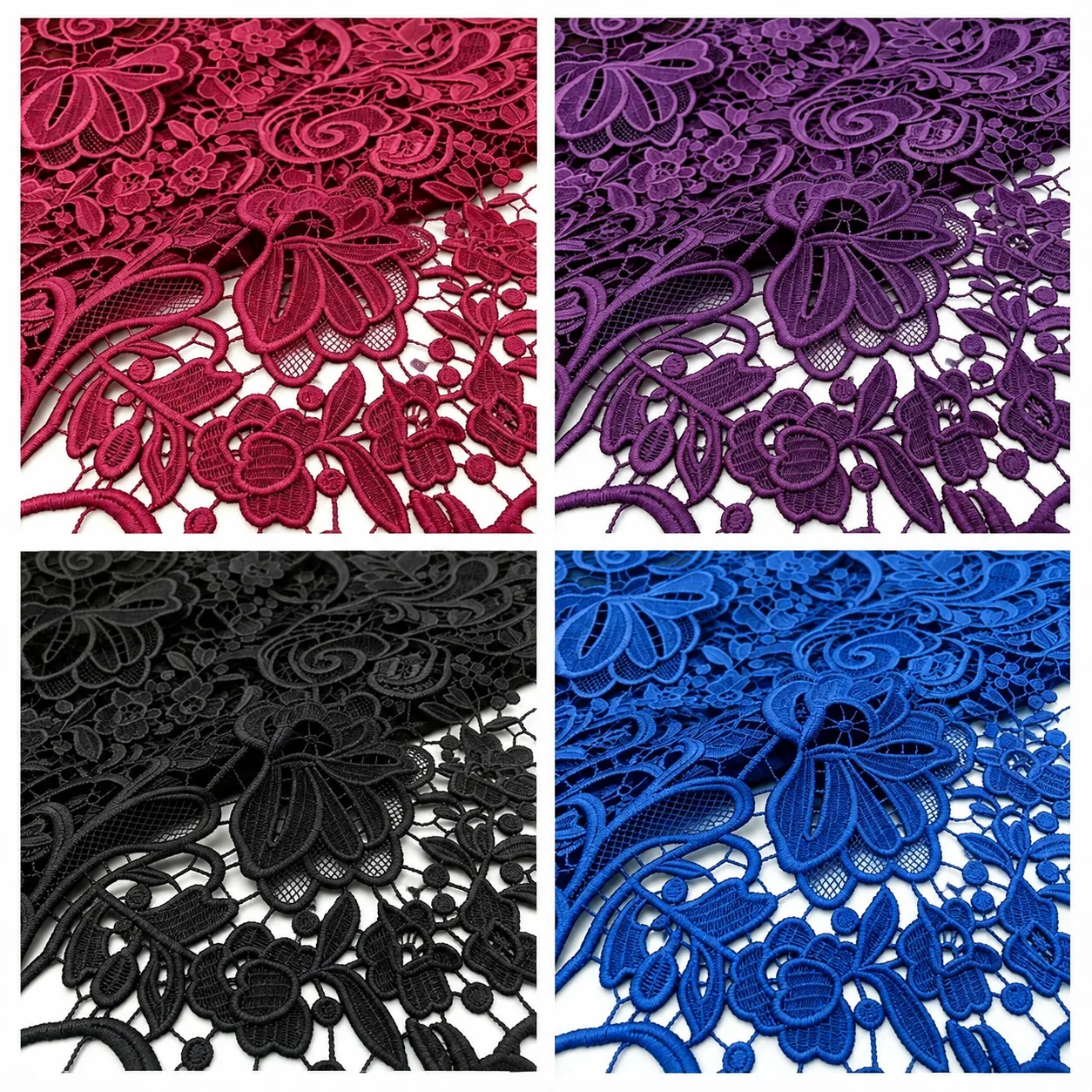 YX1485 125cm 150gsm Custom Color Openwork Floral Water Soluble Lace Fabric for Women Dresses Sleeves and Fashion Garment