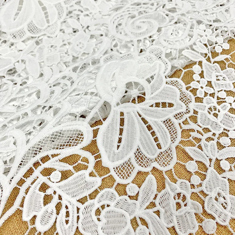 YX1485 125cm 150gsm Custom Color Openwork Floral Water Soluble Lace Fabric for Women Dresses Sleeves and Fashion Garment