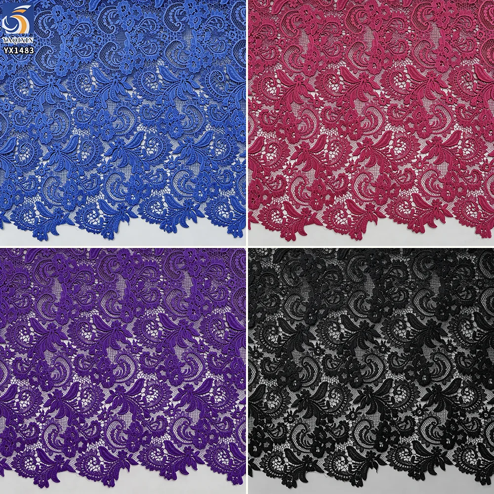 YX1483 125cm White Water Soluble Floral Paisley Guipure Lace Fabric for Evening Dresses Gowns Skirts and Fashion Clothin