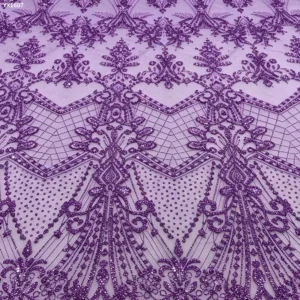 YX1607 Green Glitter Sequin Lace Fabric Decorative Embroidery Mesh for Wedding and Evening Dress