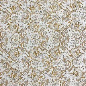 YX1483 125cm White Water Soluble Floral Paisley Guipure Lace Fabric for Evening Dresses Gowns Skirts and Fashion Clothin
