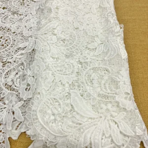 YX1483 125cm White Water Soluble Floral Paisley Guipure Lace Fabric for Evening Dresses Gowns Skirts and Fashion Clothin