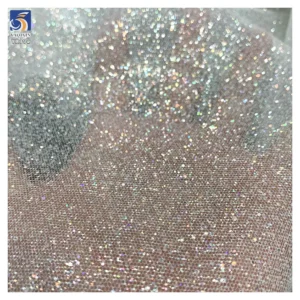 YX992 2026 Holographic Super White Dust Glitter Tulle Fabric Soft Flash Spark Glitter Mesh Wedding Bride Fabrics Wedding