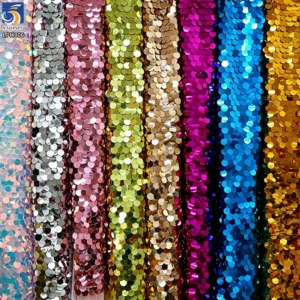 LPM006 18MM Clear Shiny Iridescent Large Paillette Sequin Fabric Fashion Colorful Fish Scale Mermaid Sequin Fabric
