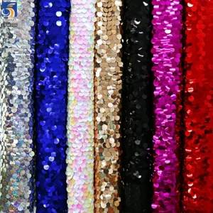LPM006 18MM Clear Shiny Iridescent Large Paillette Sequin Fabric Fashion Colorful Fish Scale Mermaid Sequin Fabric