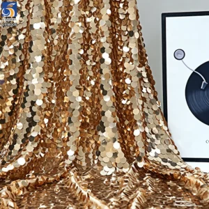 LPM006 18MM Clear Shiny Iridescent Large Paillette Sequin Fabric Fashion Colorful Fish Scale Mermaid Sequin Fabric