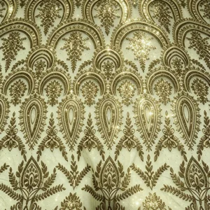 YX1608 Wholesale Sequin Embroidery Knit Lace Fabric Glitter Mesh Material for Chinese Bridal and Evening Dresses