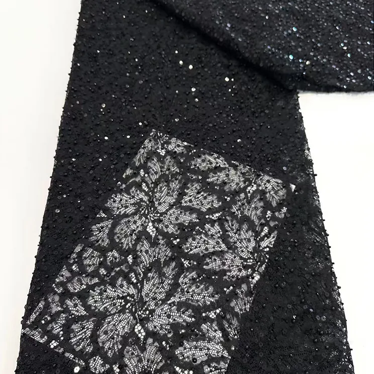 YX1578 White Sparkling Bubble Pearl Sequin Lace Fabric for Evening Dresses Party Gowns and Formal Garments