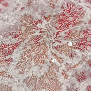 YX1578 White Sparkling Bubble Pearl Sequin Lace Fabric for Evening Dresses Party Gowns and Formal Garments
