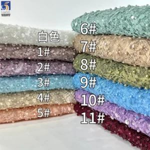 YX1577 Bubble Pearl Sequin Embroidered Lace Fabric for Wedding Gowns Dresses and Fashion Apparel