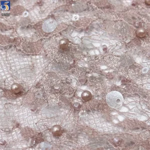 YX1577 Bubble Pearl Sequin Embroidered Lace Fabric for Wedding Gowns Dresses and Fashion Apparel
