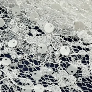 YX1577 Bubble Pearl Sequin Embroidered Lace Fabric for Wedding Gowns Dresses and Fashion Apparel