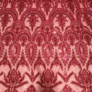 YX1608 Wholesale Sequin Embroidery Knit Lace Fabric Glitter Mesh Material for Chinese Bridal and Evening Dresses