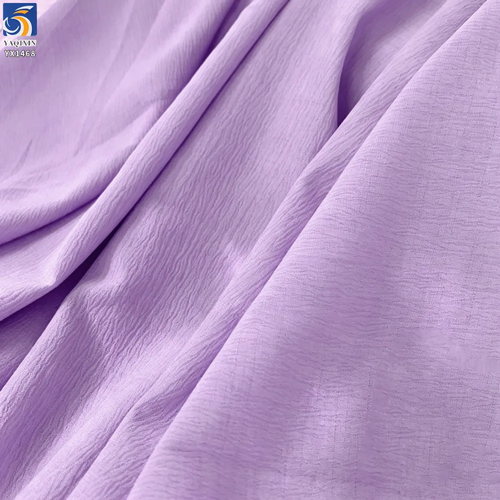 YX1468 Wholesale 110gsm 60 Polyester 37 Rayon 3 Spandex Slub Crinkle Fabric for Women Shirts Dresses