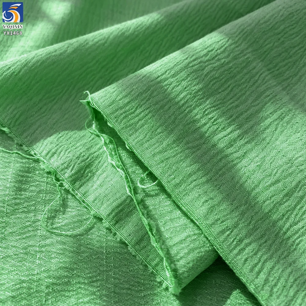 YX1468 Wholesale 110gsm 60 Polyester 37 Rayon 3 Spandex Slub Crinkle Fabric for Women Shirts Dresses